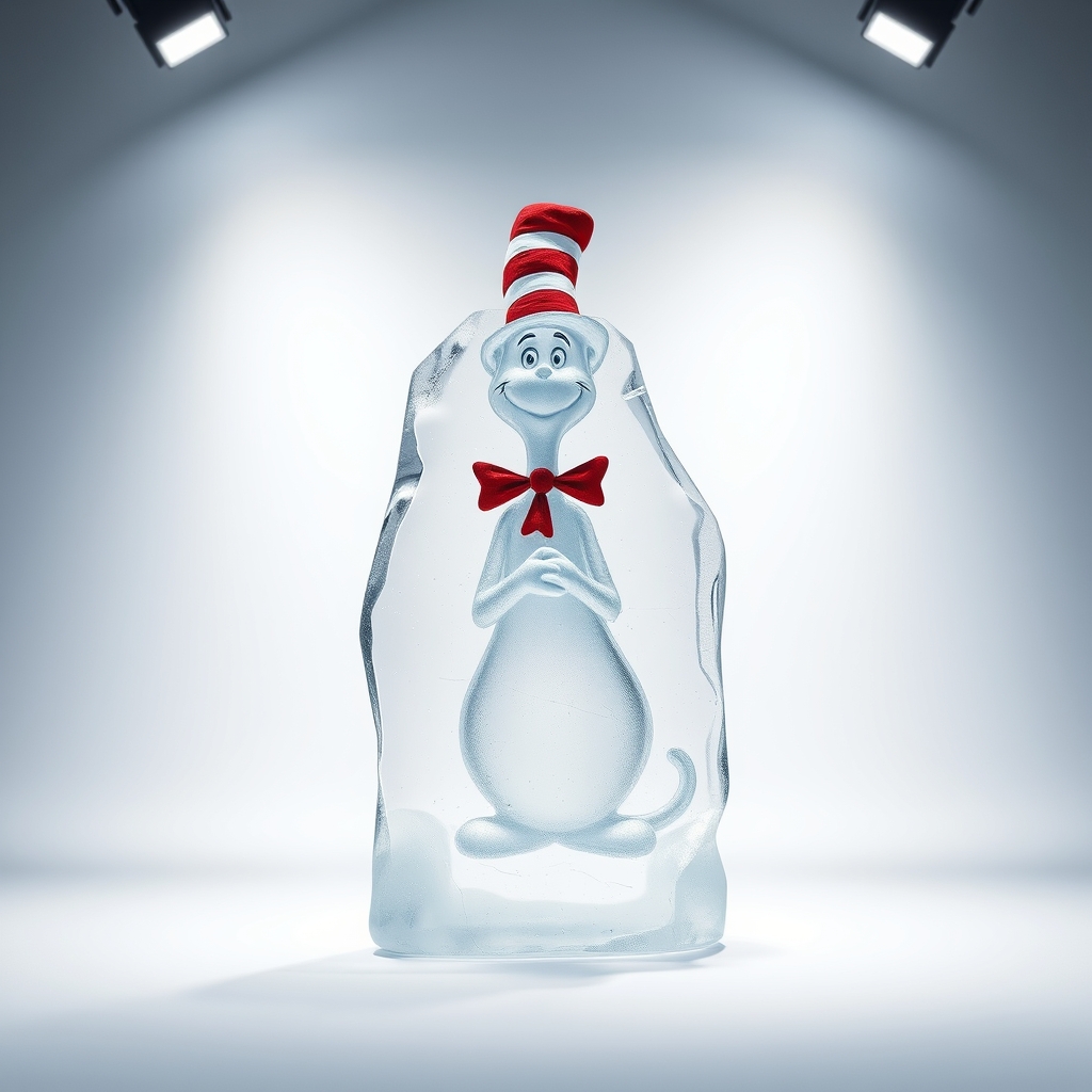An Ice Sculpture Of The Cat In The Hat