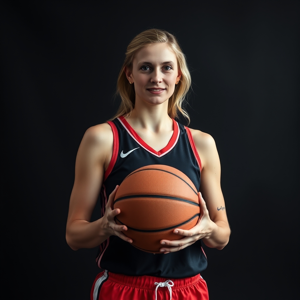 Beautiful Blond Female Indiana Fever Basketball Player With A Wnba Basketball With Multiple Injuries
