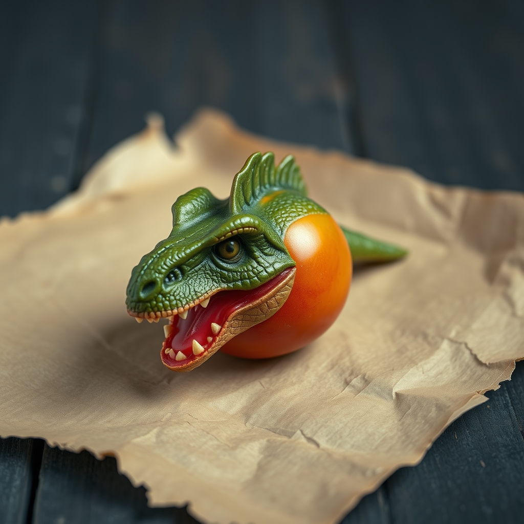 A Tomato With Dinosaur Head