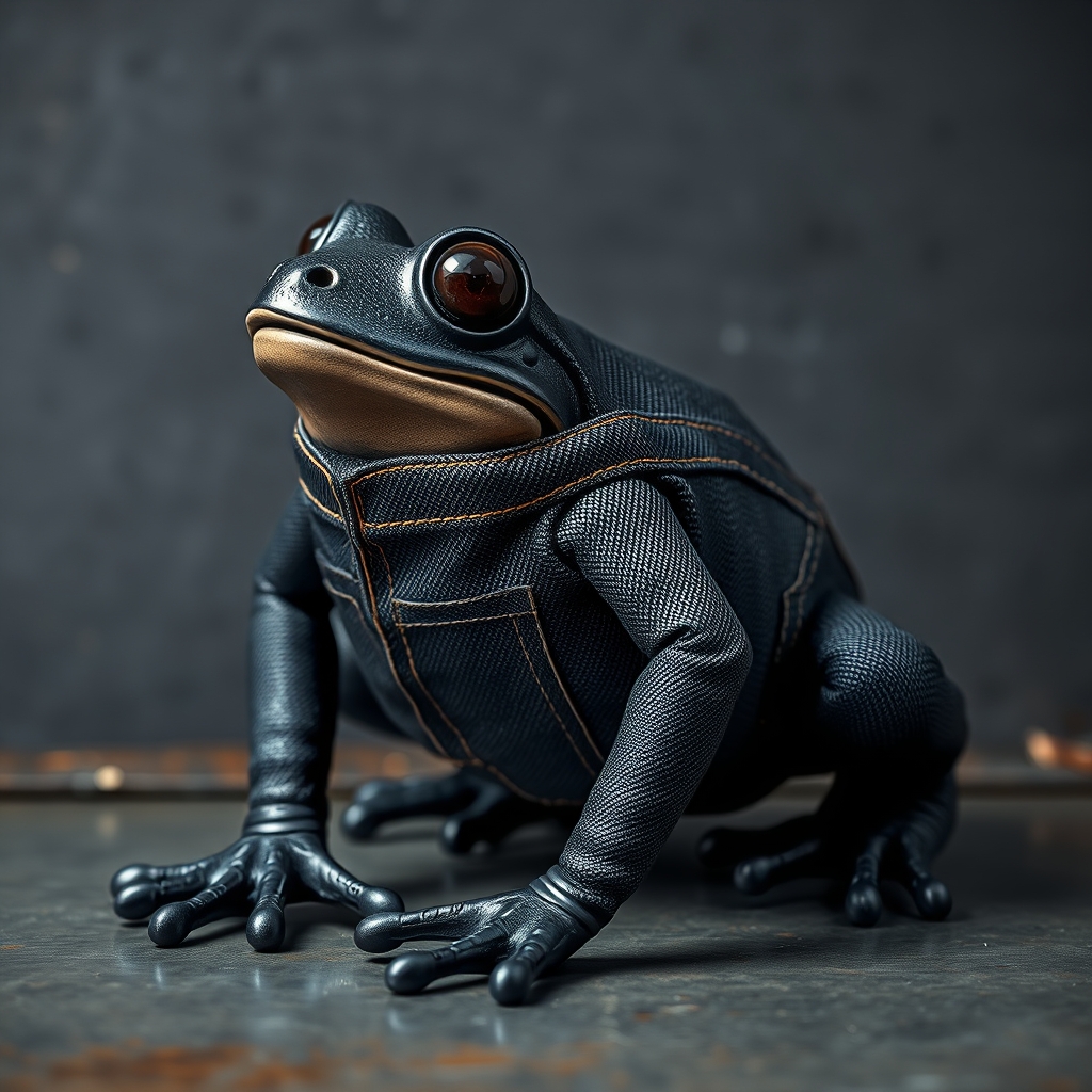 Black Metal Style Frog Denim Jeans