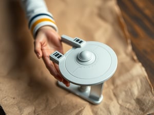 Captain Kirk Presenting A Model Of Starship Enterprise