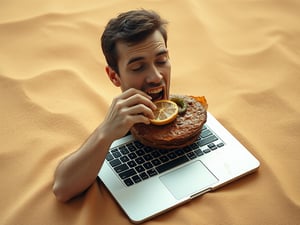 Man Eating Macbook