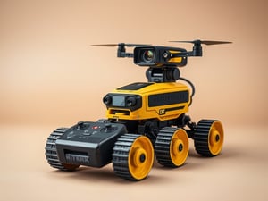 Caterpillar Remote Controlled Robot With Battery, Camera, Floodlight, Laser And Drone Attachment