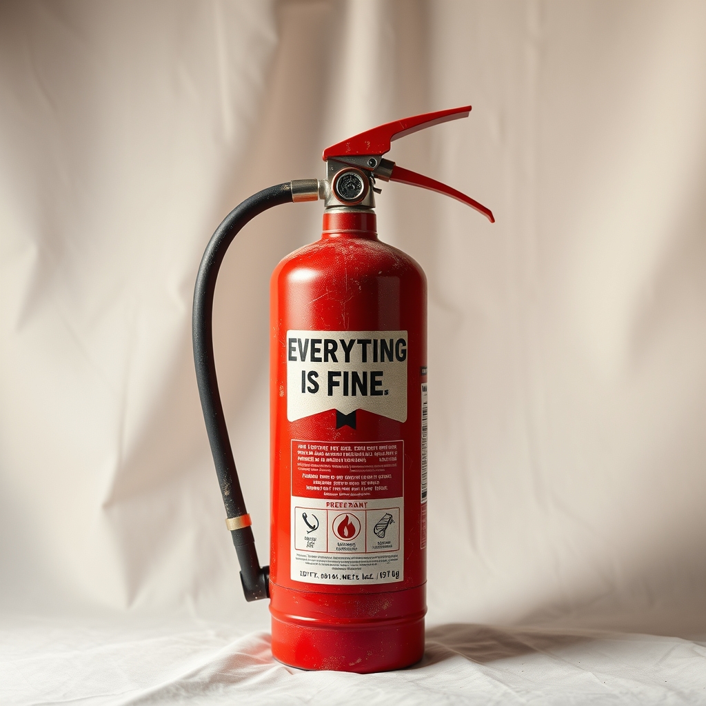 An Everything Is Fine Fire Extinguisher