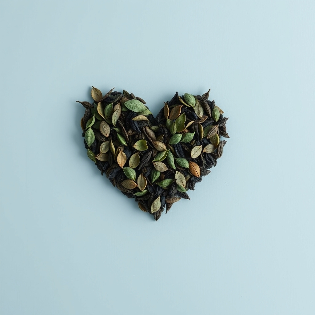 Heart Map Made Of Tea Leaves