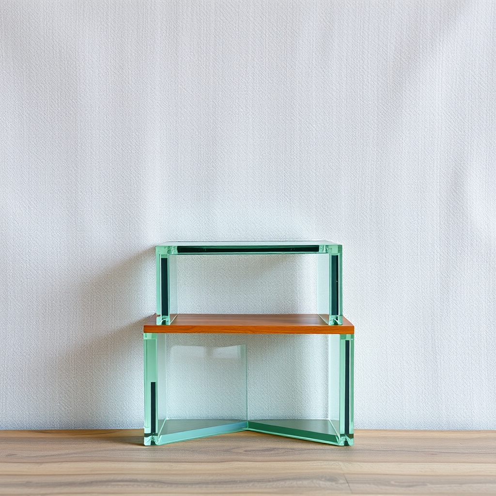 Steped Bookshelf Made With Glass Blocks For A Corner