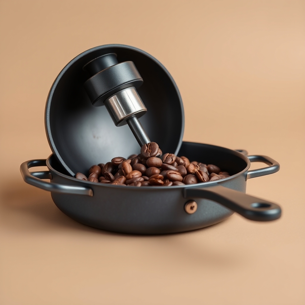Wsterproof Device For Turning Single Coffee Beans Being Roasted On A Pan
