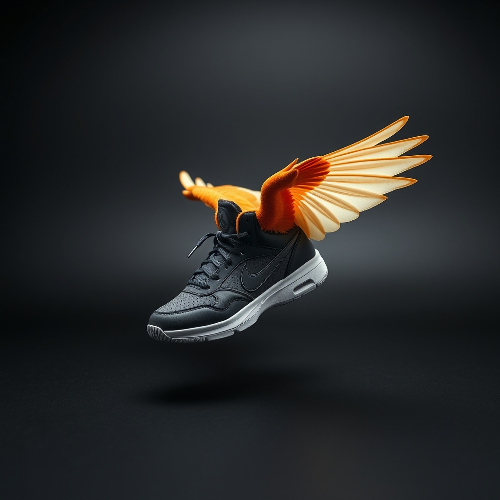 Flying Basketball Shoes Having Bird Wings