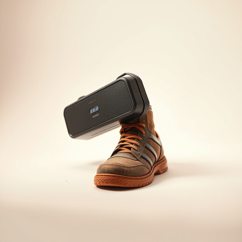 Pair Of Sterep Bluetooth Speakers That Can Be Worn As Shoes