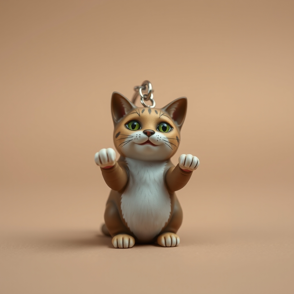 Cat Keychain Giving Middle Finger