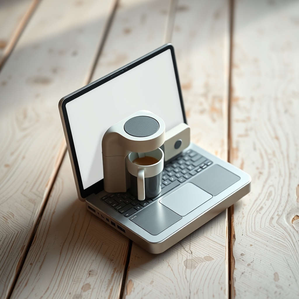 Labubu Laptop With Integrated Coffee Machine