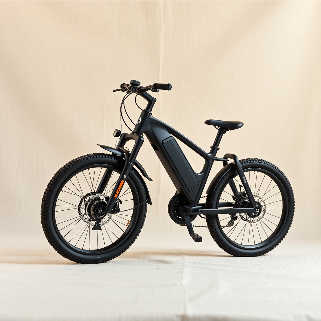 An Electric Mountain Bike Ultra Lightweight Matte Black