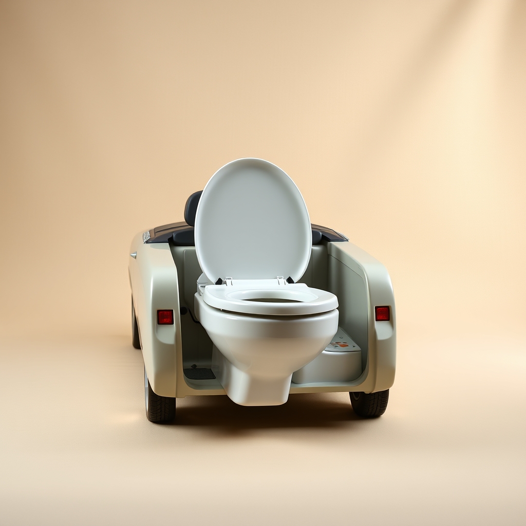 A Car With A Toilet Seat For The Driver