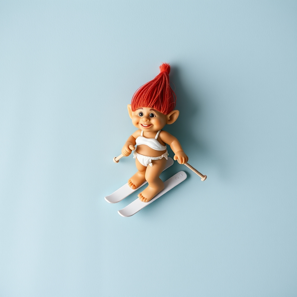 Troll Figure On Skis In A Bikini