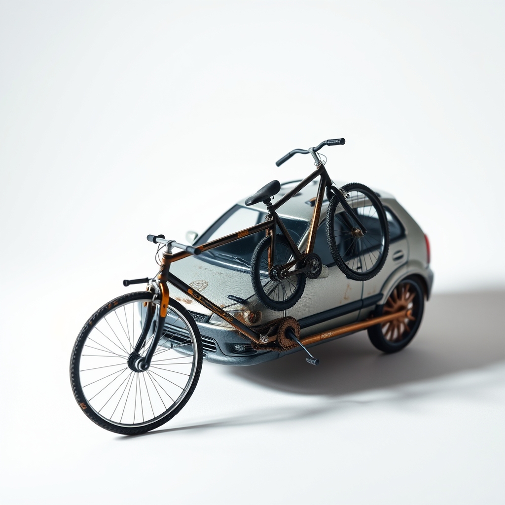 A Car With A Detachable Bike That Detaches Still To A Unicycle