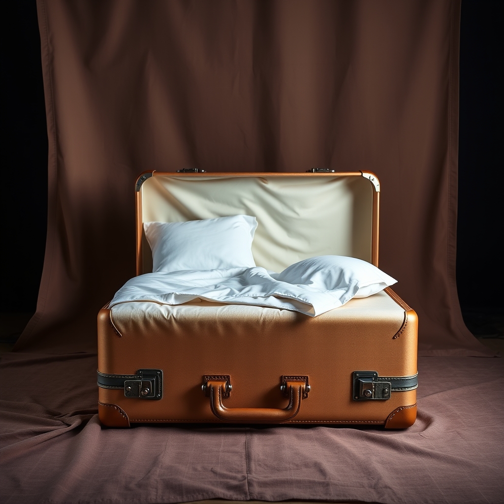 Suitcase That Contains A Bed For Travelers
